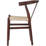 Gaiši riekstkoka krāsas dižskābarža koka krēsls ar gaišu pītu virvi sēdvietas daļā | | Adexa GSW0029LWBE - Image 3