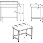 Komerciāls darba galds Nerūsējošais tērauds Bez apakšējās plauktas Uznuromis 450x600x965mm | Adexa DW4560 - Image 2