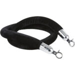 Melns samta norobežojošs virve ar sudraba galiem 1,5m | Adexa VR01BS