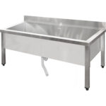 Zems Komerciālais Pot Mazgāšanas Izlietne Nerūsējošais tērauds 1 bļoda Aizsargsiena 1200x600x660mm Kvadrāta kājas | Adexa SMSJY12060