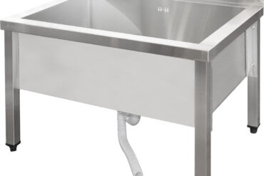 Zems komerciālais trauku mazgāšanas izlietnes izgatavots no nerūsējošā tērauda, 1 bļoda ar šļakatu aizsargu, 800x600x660 mm kvadrātveida kājas | Adexa SMSJY8060