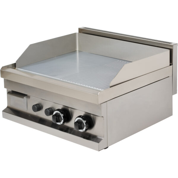 Komerciāls Gāzes grils Gluds/Rievots Hroma pārklājums 2 zonas 9,6 kW Galda modelis | Adexa Hotmax 600 GG606SG