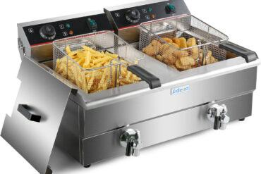 Komerciālais fritieris divkāršs elektrisks 2x10 litri 6kW galda virsmas noteces krāns | Adexa HEF102V