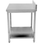 Komercdarba galds Nerūsējošais tērauds Ar apakšējo plauktu Aizsargmala 450x700x900mm | Adexa DWT4570 - Image 2