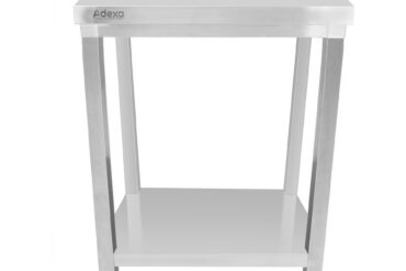 Komercdarba galds Nerūsējošais tērauds Ar apakšējo plauktu Aizsargmala 450x700x900mm | Adexa DWT4570