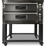 Komercpicas krāsns ar statīvu Elektriskā 2 kameras 6+6 picas x 33cm 500°C Mehāniskā vadība 13.2kW 400V Melna | Adexa PS602B - Image 2