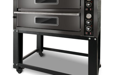 Komercpicas krāsns ar statīvu Elektriskā 2 kameras 6+6 picas x 33cm 500°C Mehāniskā vadība 13.2kW 400V Melna | Adexa PS602B