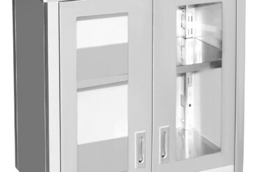 Sienas skapītis ar stikla šūpojošajām durvīm Nerūsējošais tērauds 800x400x800mm | Adexa SWCGDHH80402