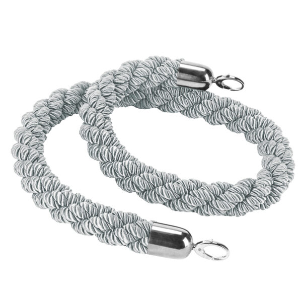 Sudraba pītā barjeru virve ar sudraba galiem 1.5m | Adexa BR01BSS