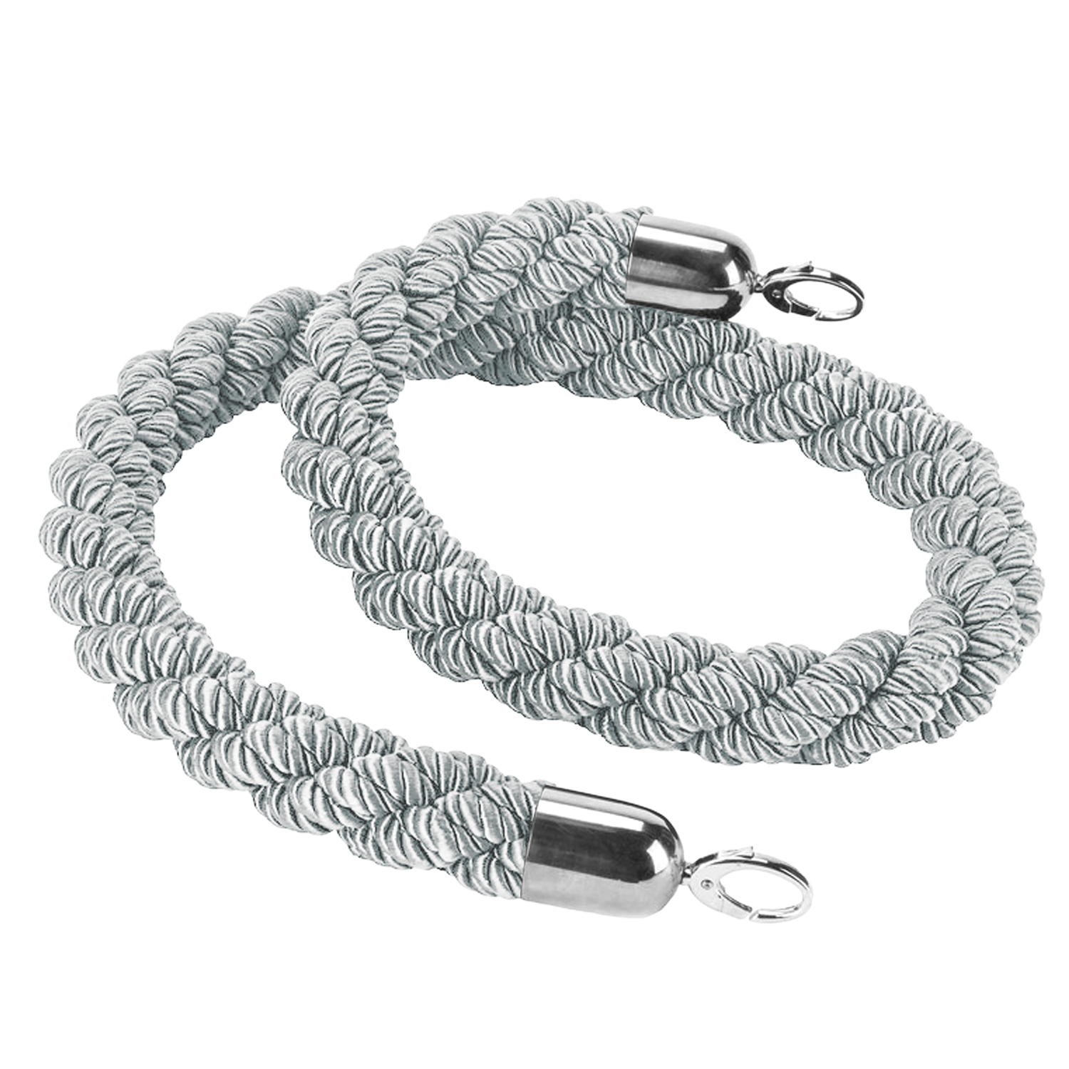 Sudraba pītā barjeru virve ar sudraba galiem 1.5m | Adexa BR01BSS Sudraba pītā barjeru virve ar sudraba galiem 1.5m | Adexa BR01BSS - Image 1