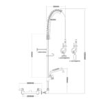 Sienas stiprinājuma priekšskalošanas izsmidzināšanas ierīce Divas ieplūdes Augstums 1055mm Nerūsējošais tērauds | Adexa EQ2802A12 - Image 2