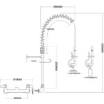 Iepriekšējās skalošanas izsmidzināšanas iekārta Sienas montāža Dubultā ieplūde Augstums 500mm Nerūsējošais tērauds | Adexa EQ7802A - Image 2