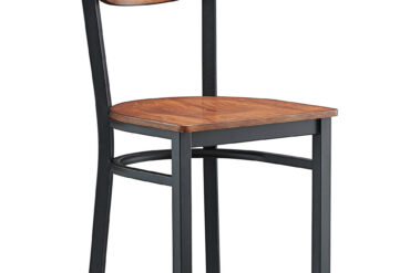 Melns tērauda krēsls ar antīkā valrieksta sēdekli un antīkā valrieksta atzveltni | Adexa GS65VWSWB