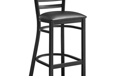 Melns bāra krēsls ar atzveltni un vinila sēdekli | Adexa GS697B