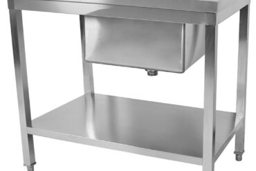 Komerciālā izlietne nerūsējošā tērauda 800x600x900 mm 1 bļoda pa labi Aizmugures sienas aizsardzība Apakšējais plaukts | Adexa STD08060R