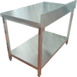 Darba galda apakšējā plaukta aizmugures panelis - Nerūsējošais tērauds Kvadrātveida kājas 600x600x900mm | Adexa QNH11110 - Image 2