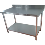 Komerciālais darba galds Ar apakšējo plauktu Aizmugurējais panelis Nerūsējošā tērauda Apaļas kājas 1500x600x900mm | Adexa QNH1144 - Image 4