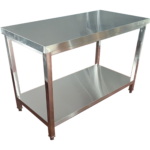 Komercdarbības darba galds ar apakšējo plauktu Nerūsējošā tērauda Kvadrātveida kājas 900x700x900mm | Adexa QNH1186