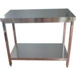 Komercdarbības darba galds ar apakšējo plauktu Nerūsējošā tērauda Kvadrātveida kājas 900x700x900mm | Adexa QNH1186 - Image 2