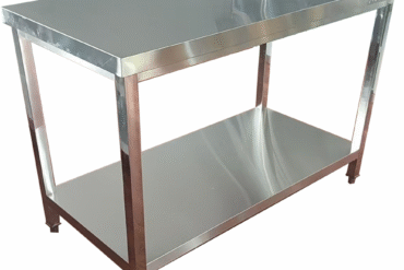 Komercdarbības darba galds ar apakšējo plauktu Nerūsējošā tērauda Kvadrātveida kājas 900x700x900mm | Adexa QNH1186