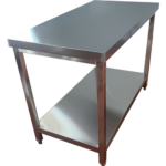 Komercdarbības darba galds ar apakšējo plauktu Nerūsējošā tērauda Kvadrātveida kājas 900x700x900mm | Adexa QNH1186 - Image 6