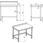 Darba galds Ar aizmugures paneli Nerūsējošais tērauds Bez apakšējā plaukta 400x600x900mm | Adexa SWTB6040B - Image 2