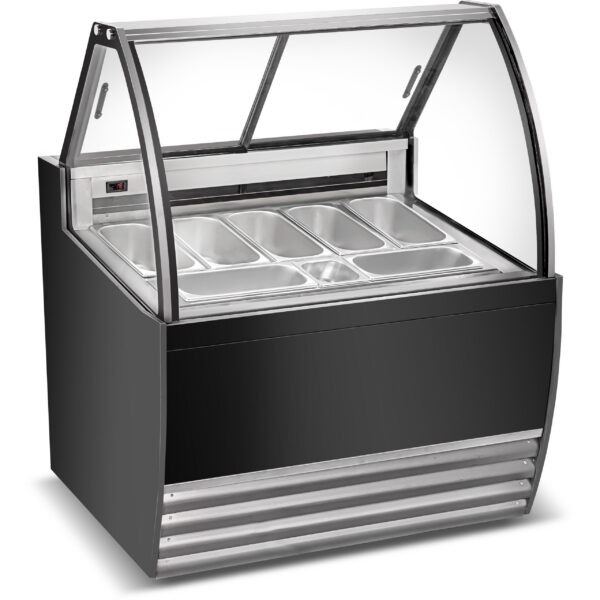 Profesionālais želejas un saldējuma servējamais displeja skaitītājs 7 trauki Izliekts priekšējais Melns | Adexa DW7RB