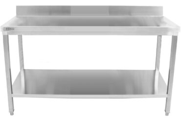 Profesionāls darba galds Nerūsējošais tērauds Apakšējais plaukts Aizmugurējais panelis 1500x700x900 mm | Adexa THATS157A