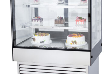 Komerciālais kūku lete taisnu priekšējo daļu 2 plaukti 1200x700x1200mm Nerūsējošs tērauds un Melns | Adexa HL1200B2