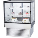 Komerciālais kūku lete taisnu priekšējo daļu 2 plaukti 1200x700x1200mm Nerūsējošs tērauds un Melns | Adexa HL1200B2