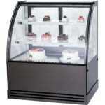 Komerciālais kūku letes apaļs priekšpuse 3 plaukti 1000x700x1300mm melns | Adexa HL1000EM3B