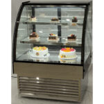 Komerciālais kūku letes noapaļots priekšgals 2 plaukti 900x700x1200mm Nerūsējošais tērauds un melns | Adexa HL900S2 - Image 3