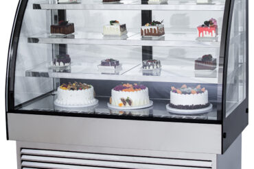 Frizieris preču displejs ar izliektu priekšpusi 290 litri 3 plaukti Melns & Nerūsējošs tērauds | Adexa HL900S3