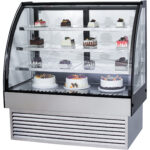 Displeja vitrīna ledusskapis ar izliekto priekšpusi, 400 litri, 3 plaukti, melns un nerūsējošs tērauds | Adexa HL1200S3