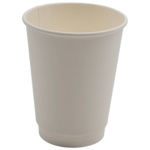 500 gab Kompostējamas kafijas krūzes Divkārša siena 12oz/355ml Balts | Adexa PCDW12W