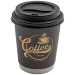 500 gab Kompostējamas Kafijas Krūzes Dubultasienas 8oz/237ml Brūna ar dizainu | Adexa PCDW8B - Image 2