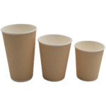 500 gab Kompostējami Kafijas Krūzes Viena siena 12oz/355ml Kraft | Adexa PCRW12K - Image 2