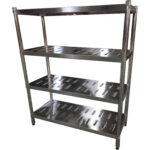 Nerūsējošā tērauda plaukti ar apaļām kājām 4 plaukti ar caurumiem | Adexa QHRSP1505