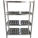 Nerūsējošā tērauda plaukti ar apaļām kājām 4 plaukti ar caurumiem | Adexa QHRSP1505 - Image 2