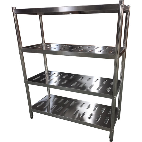 Nerūsējošā tērauda plaukti ar apaļām kājām 4 plaukti ar caurumiem | Adexa QHRSP1505