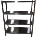 Plauktu sistēma no nerūsējošā tērauda, kvadrātiskas kājas, 4 plaukti | Adexa QHSS1505