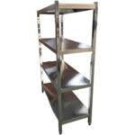 Plauktu sistēma no nerūsējošā tērauda, kvadrātiskas kājas, 4 plaukti | Adexa QHSS1505 - Image 2