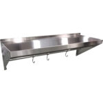 Nerūsējošā tērauda sienas plaukts ar 1 līmeni un āķiem | Adexa QHWSH1830