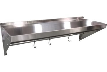 Nerūsējošā tērauda sienas plaukts ar 1 līmeni un āķiem | Adexa QHWSH1830