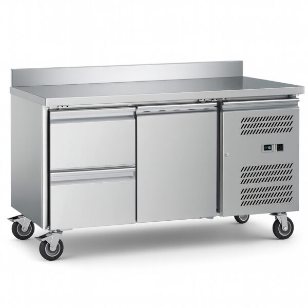 Komerciālais dzesēšanas letes ar šļakatu aizsargu 1 durvis 2 atvilktnes, dziļums 700 mm | Adexa 2DRG22V