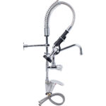 Iepriekšējās skalošanas izsmidzināšanas iekārta ar jaucējkrānu, montējama uz klāja Pacelšanas rokturis Viena caurums Dubultā savienojuma Augstums 650mm Caurums 22mm Nerūsējošais tērauds | Adexa 6801A08