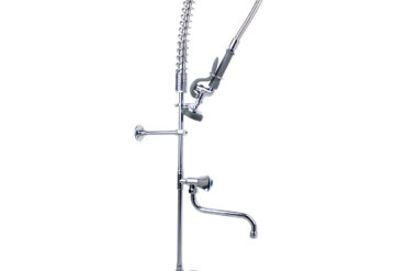 Iepriekšējās skalošanas izsmidzināšanas iekārta ar maisītāju uz klāja Uzstādāms ar pacelšanas rokturi Viena caurums Dubultā savienojuma Augstums 1210mm Caurums 22mm Nerūsējošais tērauds | Adexa 6901A12