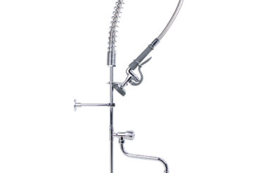 Priekšnoskalošanas izsmidzināšanas iekārta ar sienas stiprinājuma jaucējkrānu. Pagriežams rokturis. Divas atveres. Dubultā savienojuma. Augstums 1150mm. Caurums 18mm. Nerūsējošais tērauds | Adexa 6903A12