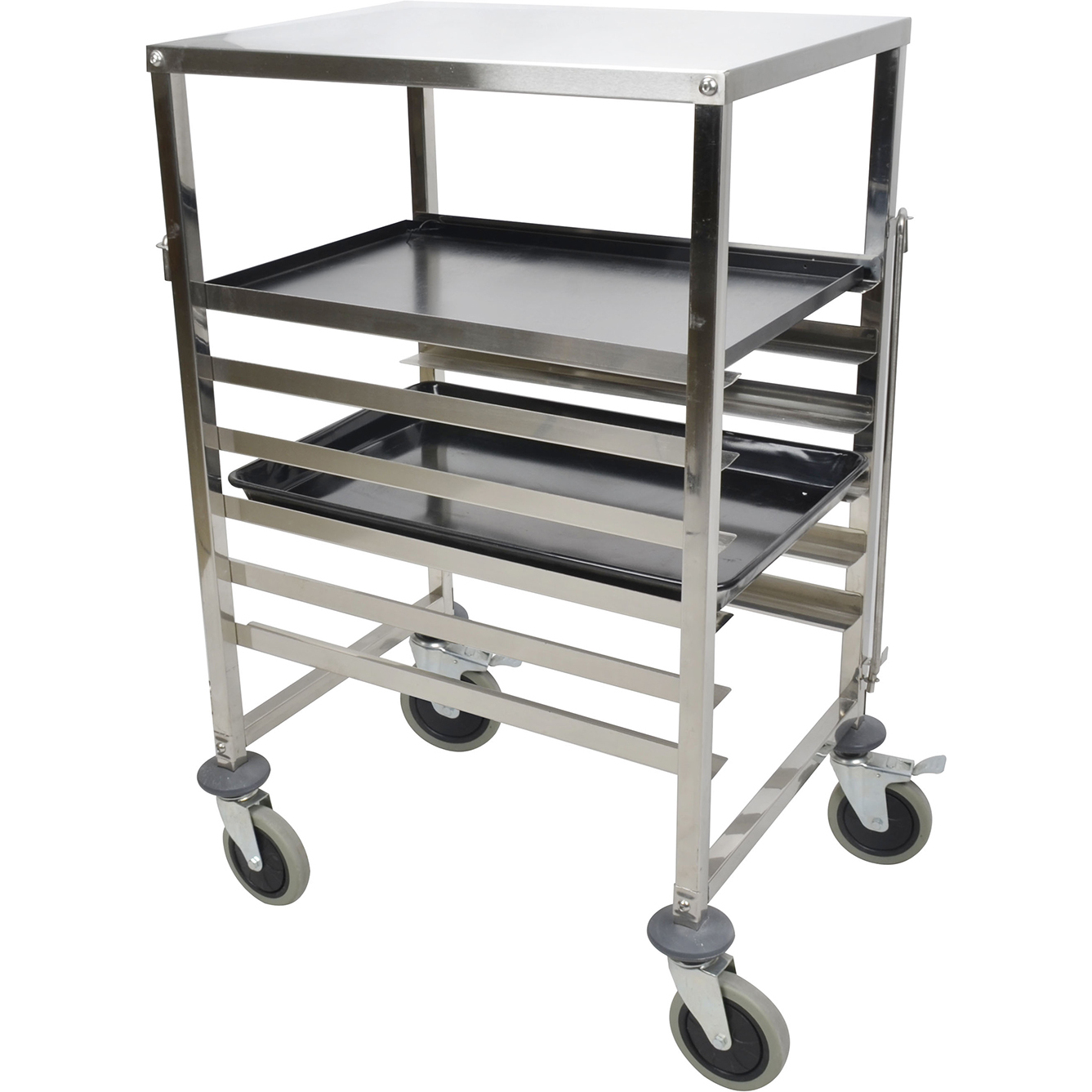 Cepamtrauku ratiņi ar augšējo plauktu 6x600x400mm paplātes Nerūsējošais tērauds 470x620x970mm Slāņu attālums 80mm | Adexa RT6406T Cepamtrauku ratiņi ar augšējo plauktu 6x600x400mm paplātes Nerūsējošais tērauds 470x620x970mm Slāņu attālums 80mm | Adexa RT6406T - Image 1