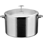 Pasniegšanas un sildīšanas katls ar stikla vāku un nerūsējošā tērauda ieliktni, trīsslāņu āmurēta virsma ⌀320x210mm nerūsējošā apdare | Adexa E0312300